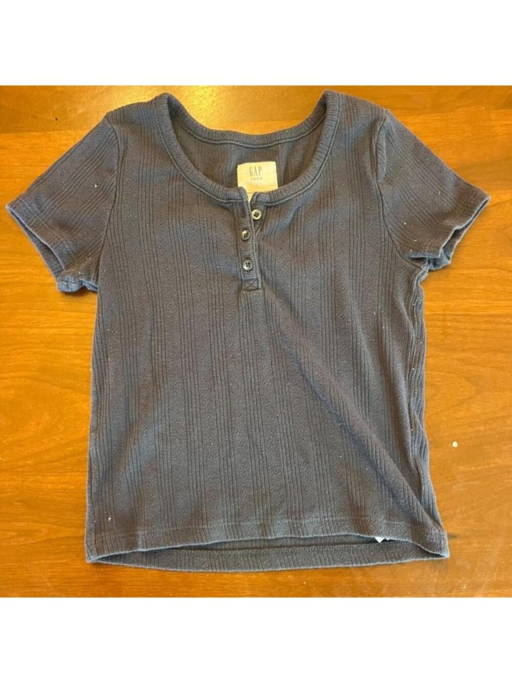 Gap navy blue cotton & polyester ribbed shirt in a teen L